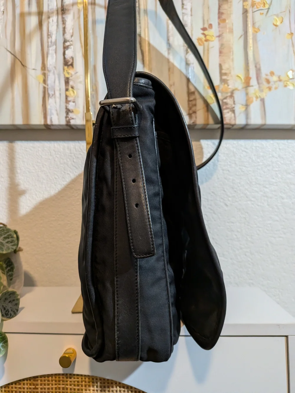 Coach Black Canvas with Leather Trim Laptop Portagolio Satchel Adjustable Stra